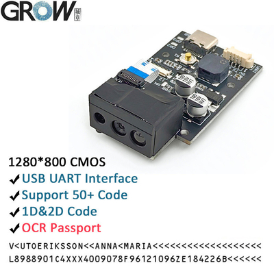 Grow GM69PRO 1280*800 CMOS OCR / 1D / 2D Barcode Scanner Support Ocr Passport Code